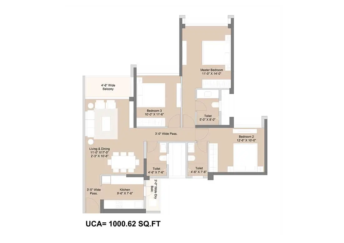 2 BHK floor plan